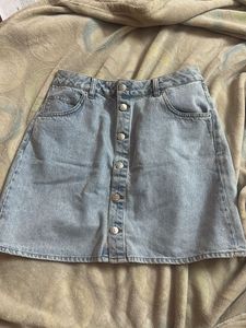 Denim Button-Front Mini Skirt