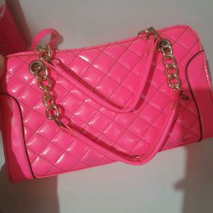 Hot Pink Quilted Chain Bag