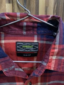 Red &amp; Navy Plaid Flannel Shirt