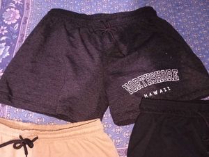 3 Shorts Combo (Black, Grey And Beige)