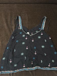 Embroidered Sleeveless Top
