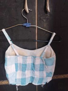 Blue &amp; White Checkered Top