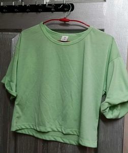 Cute Green Crop T Shirt