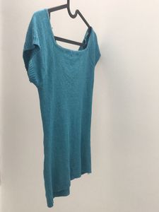 Teal Twist-Front Knit Top