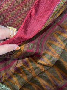 Maroon Saree with Green Border