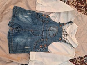 Dungarees with White Shirt