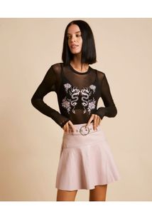 Bershka Black Sheer Mesh Top