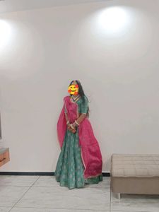 Elegant Teal &amp; Pink Indian Lehenga Set