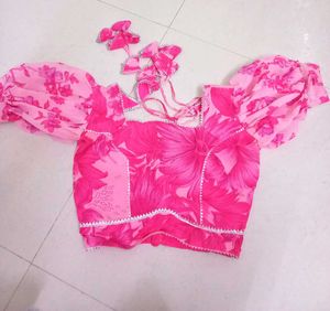 Floral Pink Ethnic Lehnga Blouse