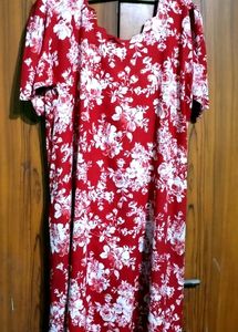 PLUS SIZE KURTA RED FLORA DESIGN