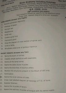 Basic Anatomy Including Histology Question Papers
