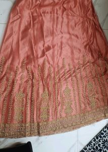 Pink Golden Work Jacket Sharara Set