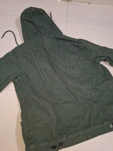 Wrogn Green Hooded Denim Jacket