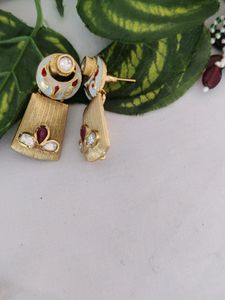 1 Gram Gold Plated Kundan Necklace Set (Women)