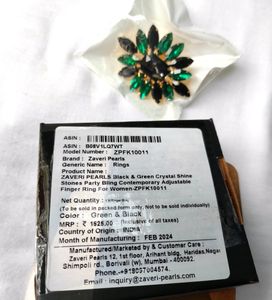 Zaveri Pearls Black -Green ring
