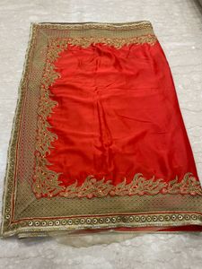 Gorgeous Red Golden Saree -Net Work