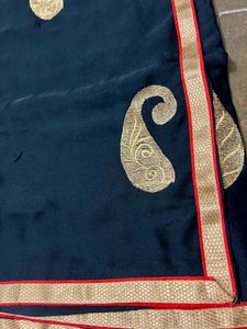 Elegant black golden border and motifs saree