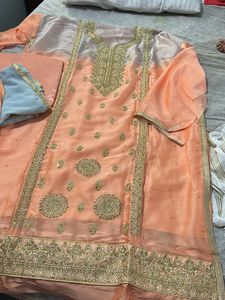 Beautiful Embroidery Double Shade Suit With Duppt