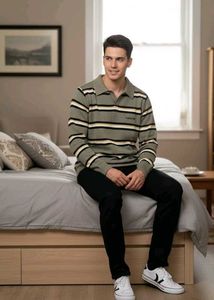 Reebok Striped Collared Sweater