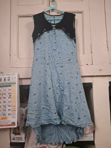 Blue Floral Dress with Vest
