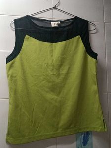 Green Top With Mesh Black Sleeve