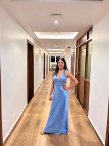 Blue Backless Gown