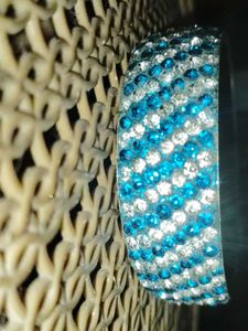Sparkling Blue &amp; Silver Rhinestone Bangle Bracelet