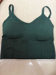 Green Ribbed Crop Top