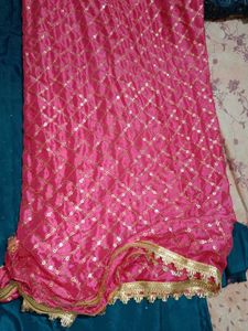 Elegant Teal &amp; Pink Embroidered Salwar Kameez Set