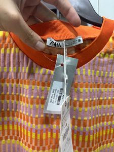 Zara Multi Coloured Textured T Shirt Size L