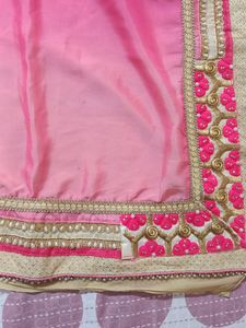 pink and cream saree