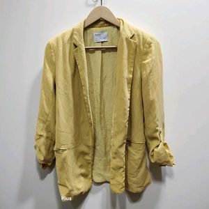 Bershka Yellow Women’s Open-Front Blazer – Casual