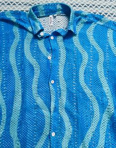 Cool Blue Wavy Mesh Shirt