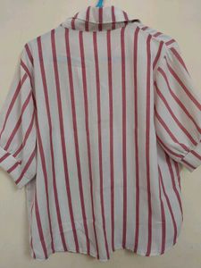 Pink &amp; white striped button shirt (Size-S)