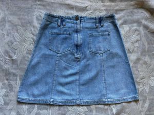 Light Wash Denim A-Line Mini Skirt w/ Pockets