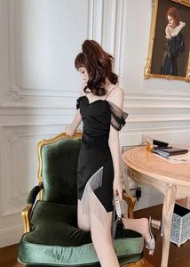 Pauline Black Mini Rhinestone Dress
