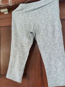 Grey Patterned Cropped Pants