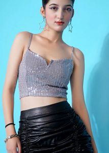 Sequin Embellished Crop Top