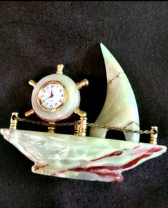 Beautiful Marble Ship Paperweight Home Decor