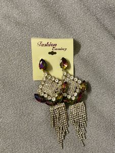 Stone Studded Multi Color Designer Diamond Earring