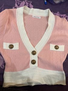 Korean V Neck Gold Botton Top
