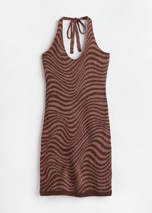 H&M Brown Wave Knit Mini Dress