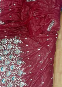 Maroon Floral Saree