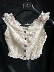 Floral Ruffle Crop Top