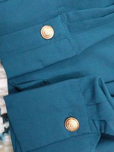 Stylish Teal Button-Detail Top