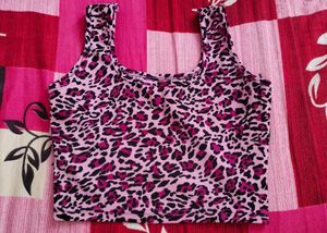 Pink Leopard Print Crop Top