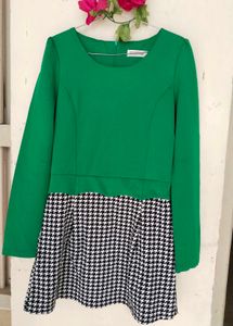 Green Houndstooth Mini Dress