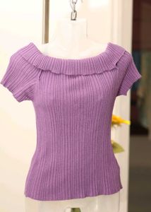 Ribbed Material Off Shoulder Top