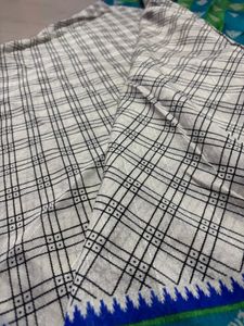 Black And White Checked Saree