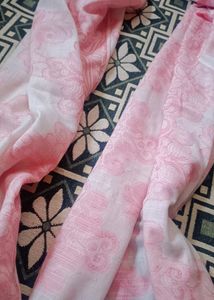 Women&#39;s White And Peach Stole